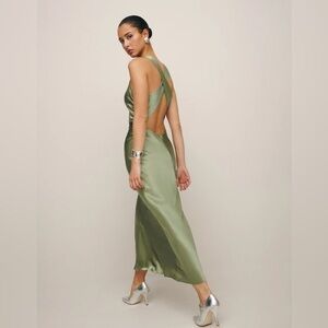 NWT Reformation Casette Silk Dress Green - Size 4